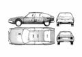 Blueprint Citroen CX Hatchback 1977 A4 Photo Print