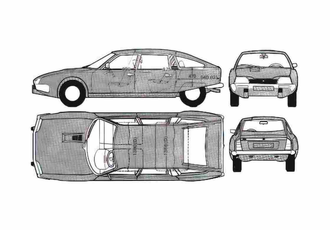 Blueprint Citroen CX Prestige Hatchback 1979 A4 Photo Print