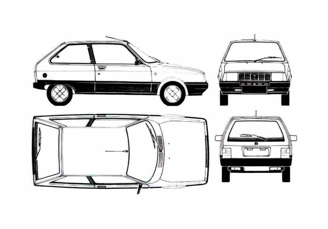 Blueprint Citroen Citroen Axel Hatchback 1984 A4 Photo Print
