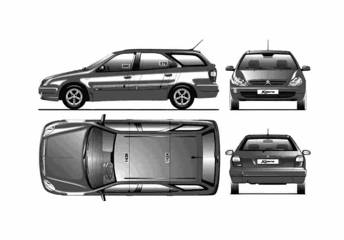 Blueprint Citroen Citroen Xsara Break Wagon 2000 A4 Photo Print
