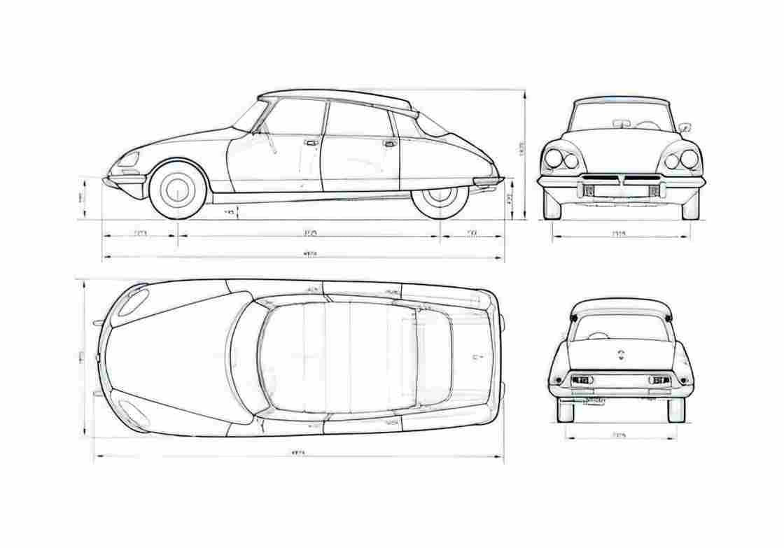 Blueprint Citroen DS 19 Hatchback 1967 A4 Photo Print
