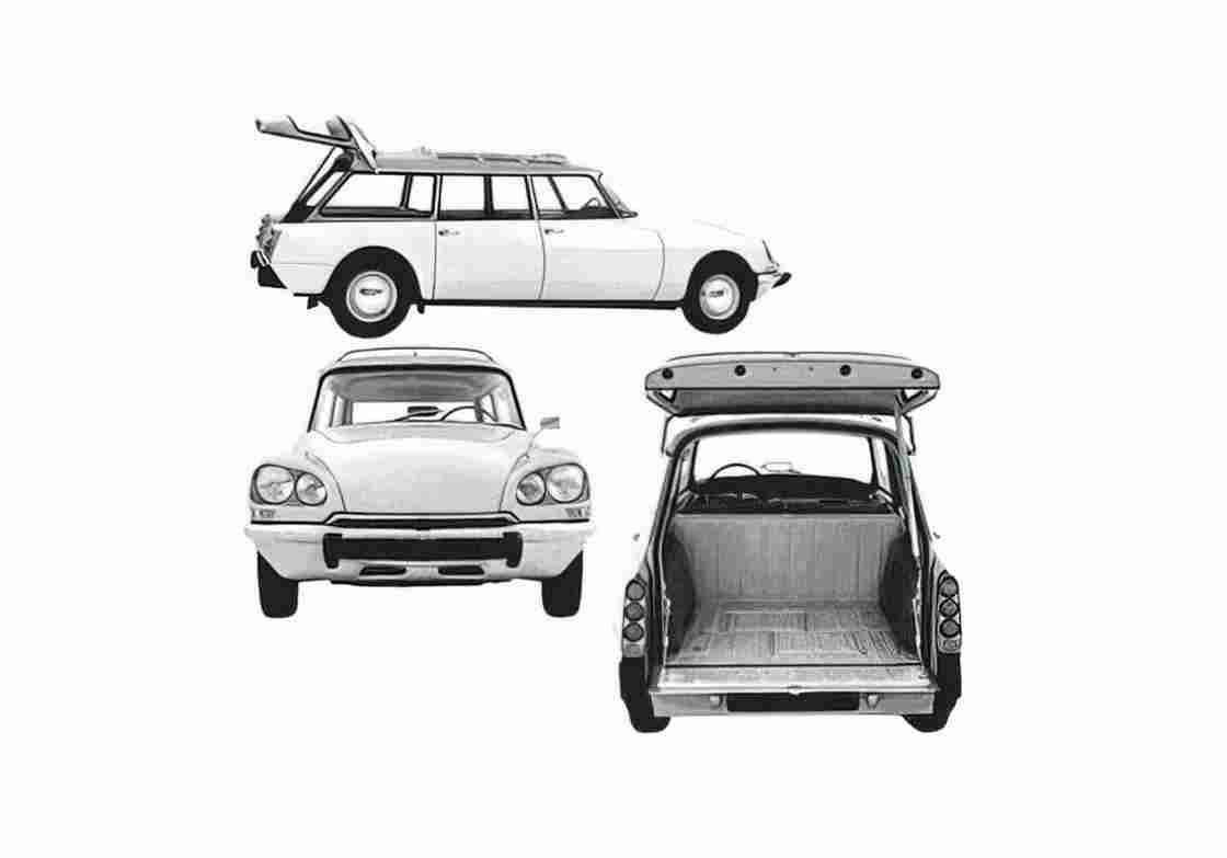 Blueprint Citroen DS 19 ID) Break Wagon 1958 A4 Photo Print