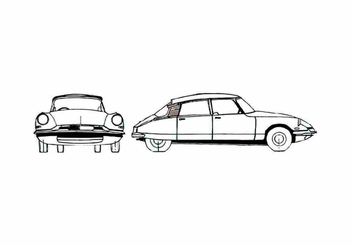 Blueprint Citroen DS 19 Sedan 1955 A4 Photo Print