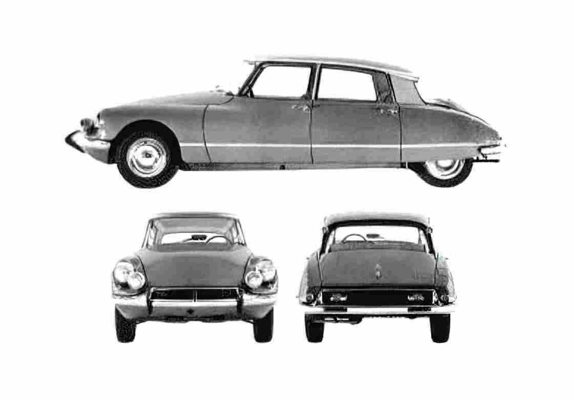 Blueprint Citroen DS 19 Sedan 1967 A4 Photo Print