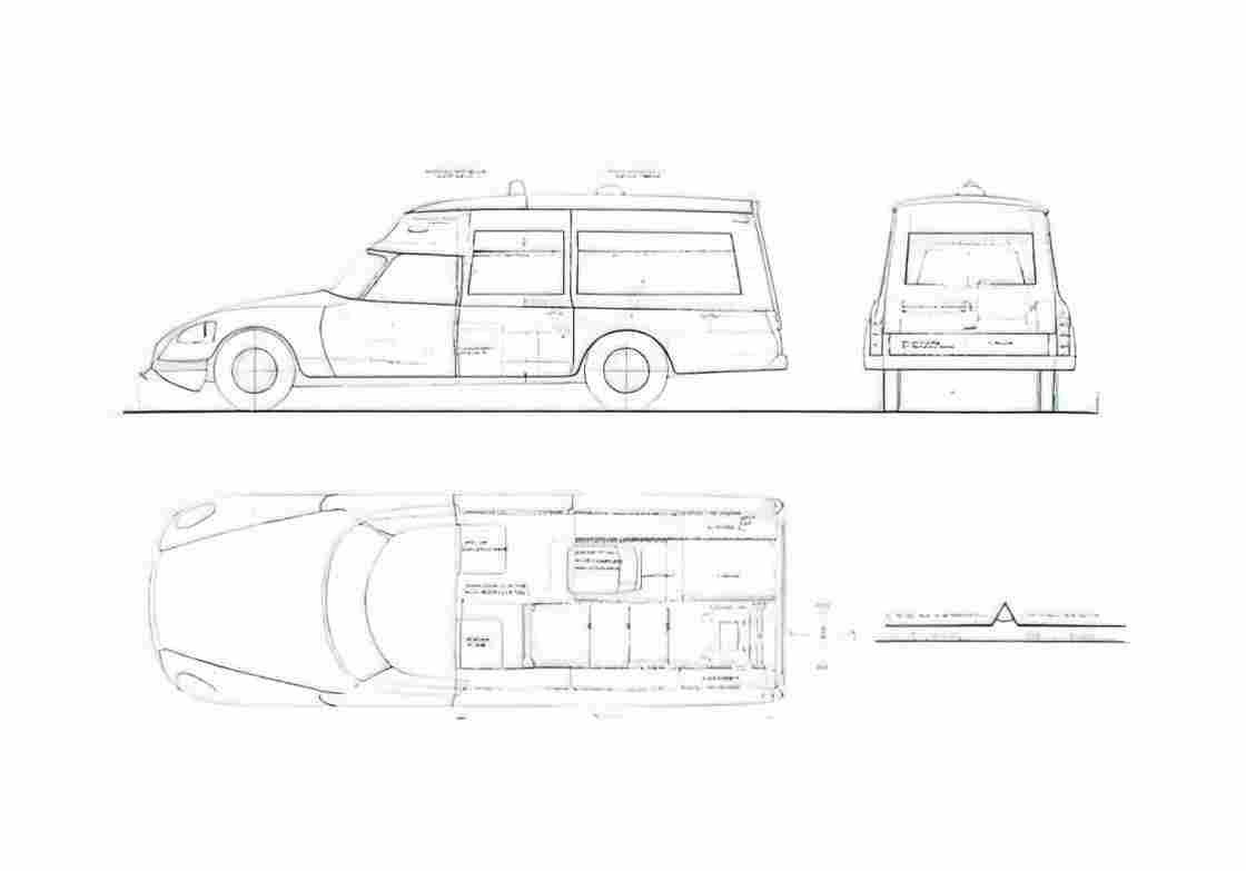 Blueprint Citroen DS 20 Ambulance Minivan 1971 A4 Photo Print