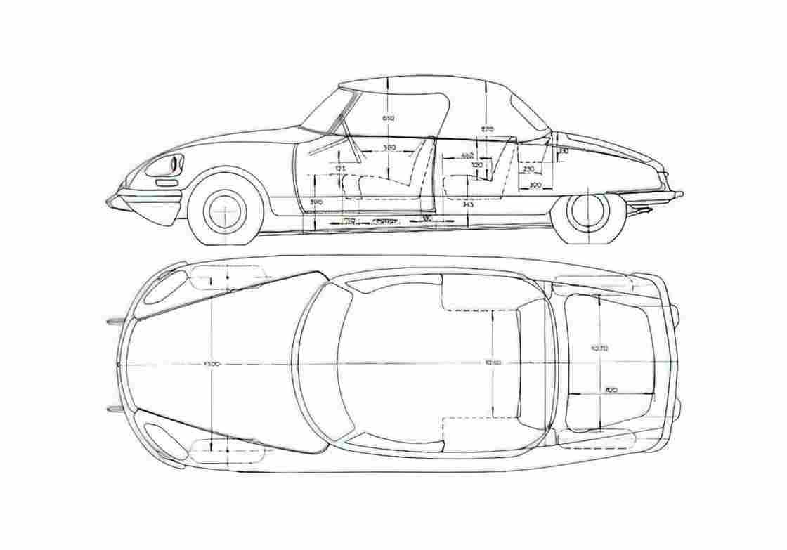 Blueprint Citroen DS 21 Cabriolet 1967 A4 Photo Print