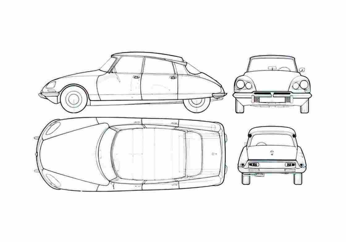 Blueprint Citroen DS 21 Hatchback 1969 A4 Photo Print