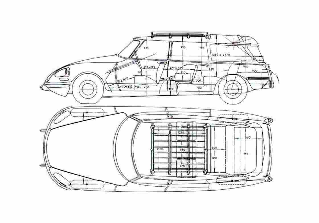 Blueprint Citroen DS 21 Safari Break Wagon 1969 A4 Photo Print
