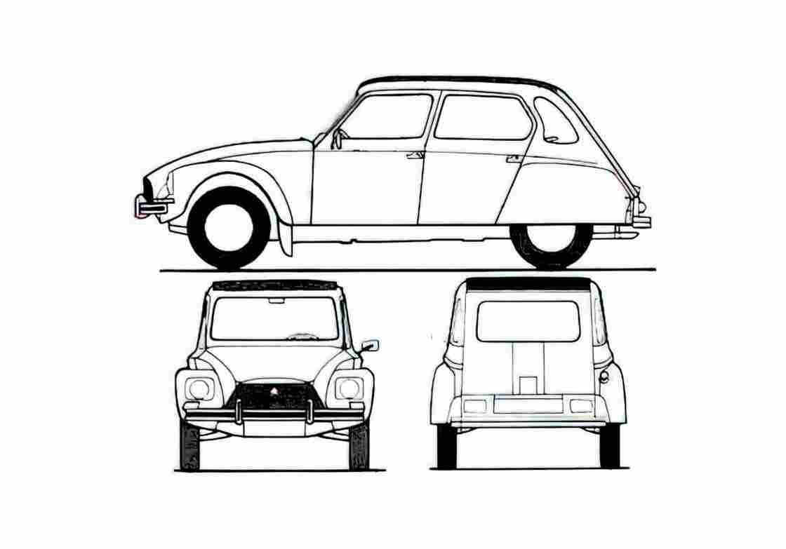 Blueprint Citroen Dyane 6 Hatchback 1969 A4 Photo Print