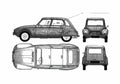 Blueprint Citroen Dyane 6 Hatchback 1974 A4 Photo Print