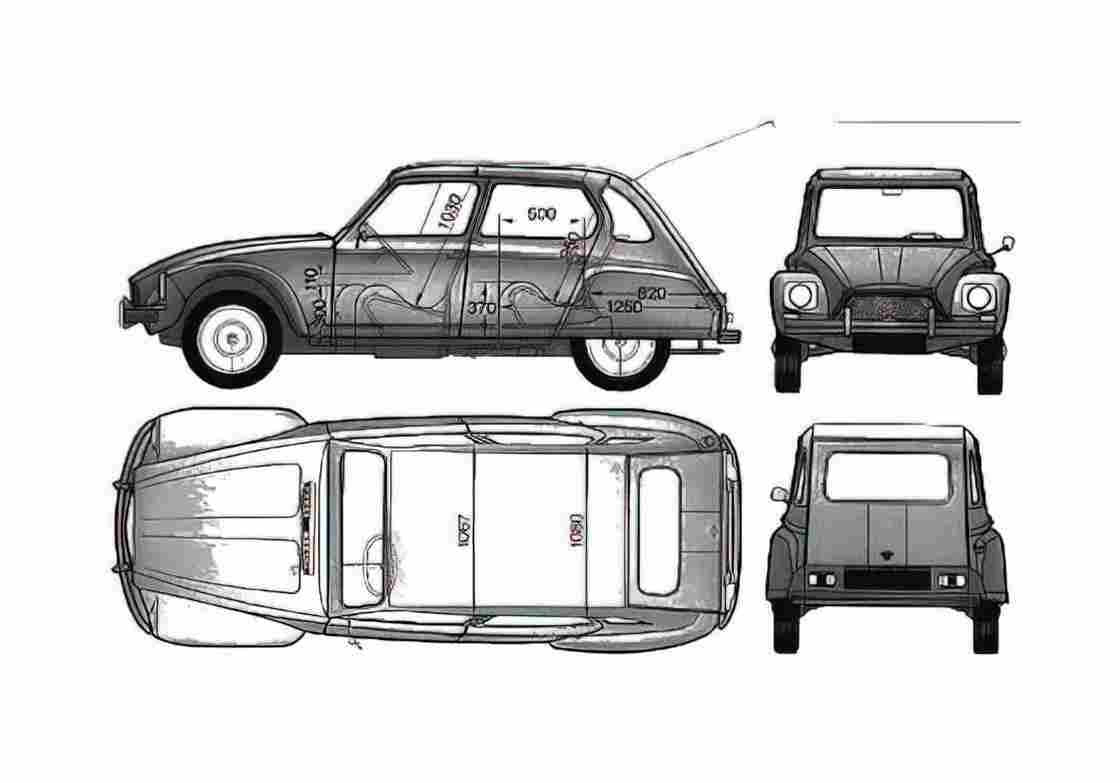 Blueprint Citroen Dyane 6 Hatchback 1974 A4 Photo Print