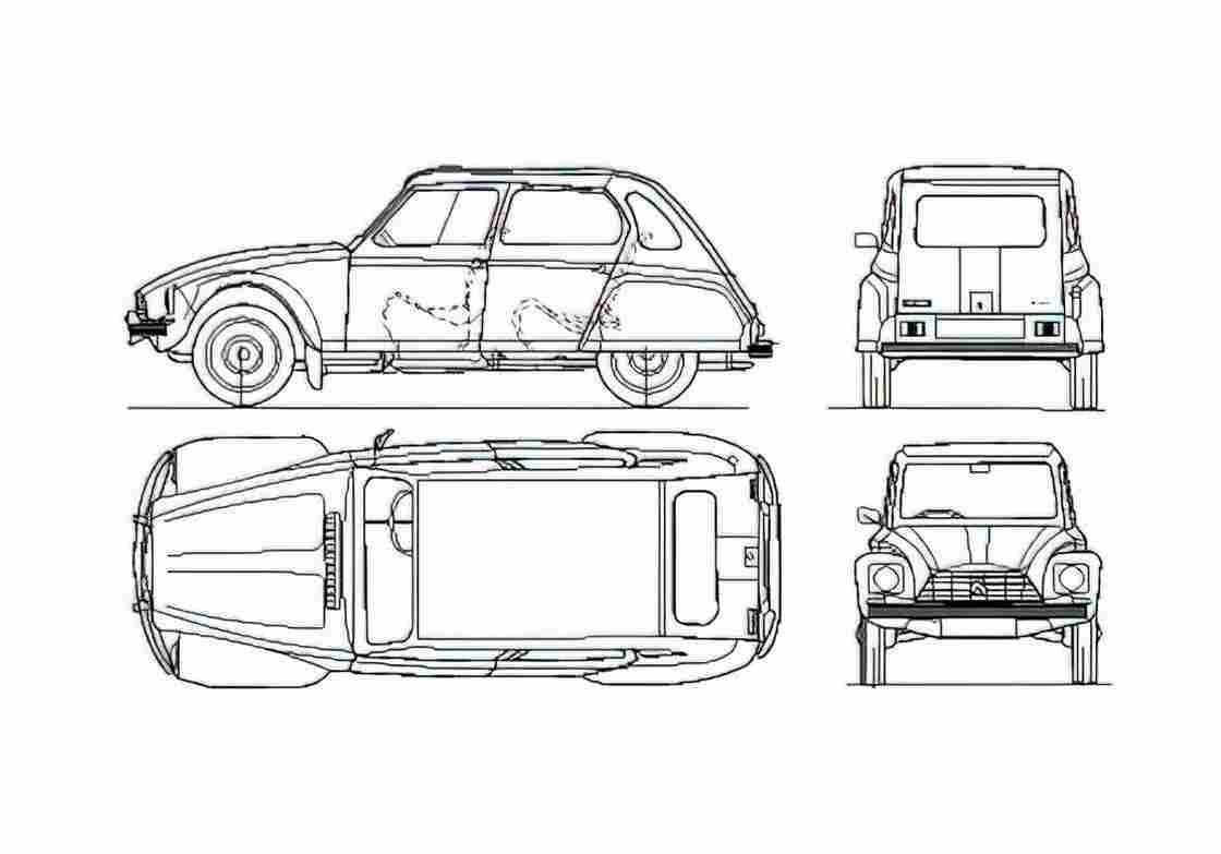 Blueprint Citroen Dyane Hatchback 1967 A4 Photo Print