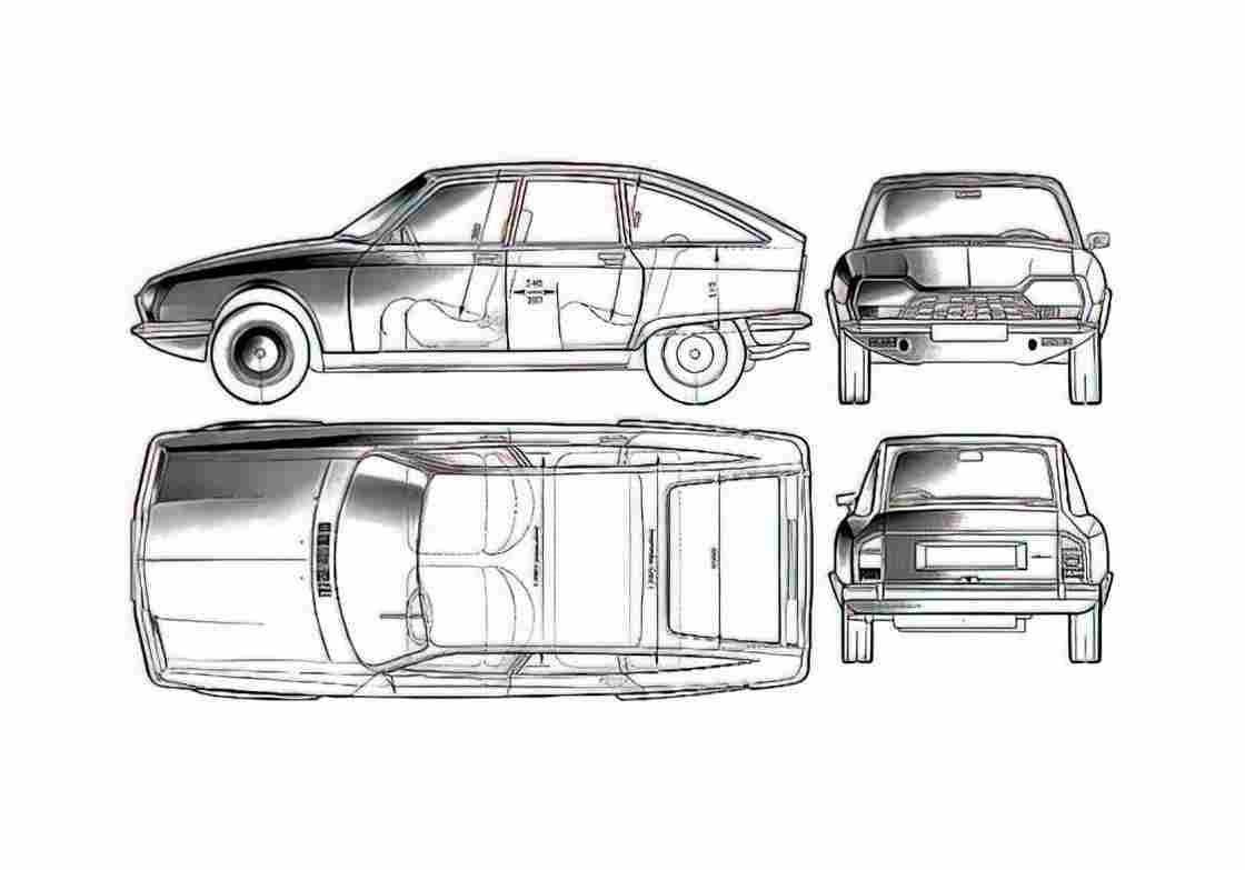 Blueprint Citroen GS Birotor Hatchback 1974 A4 Photo Print