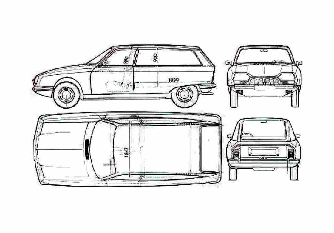 Blueprint Citroen GS Commerciale Wagon 1975 A4 Photo Print