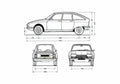 Blueprint Citroen GS Hatchback 1970 A4 Photo Print