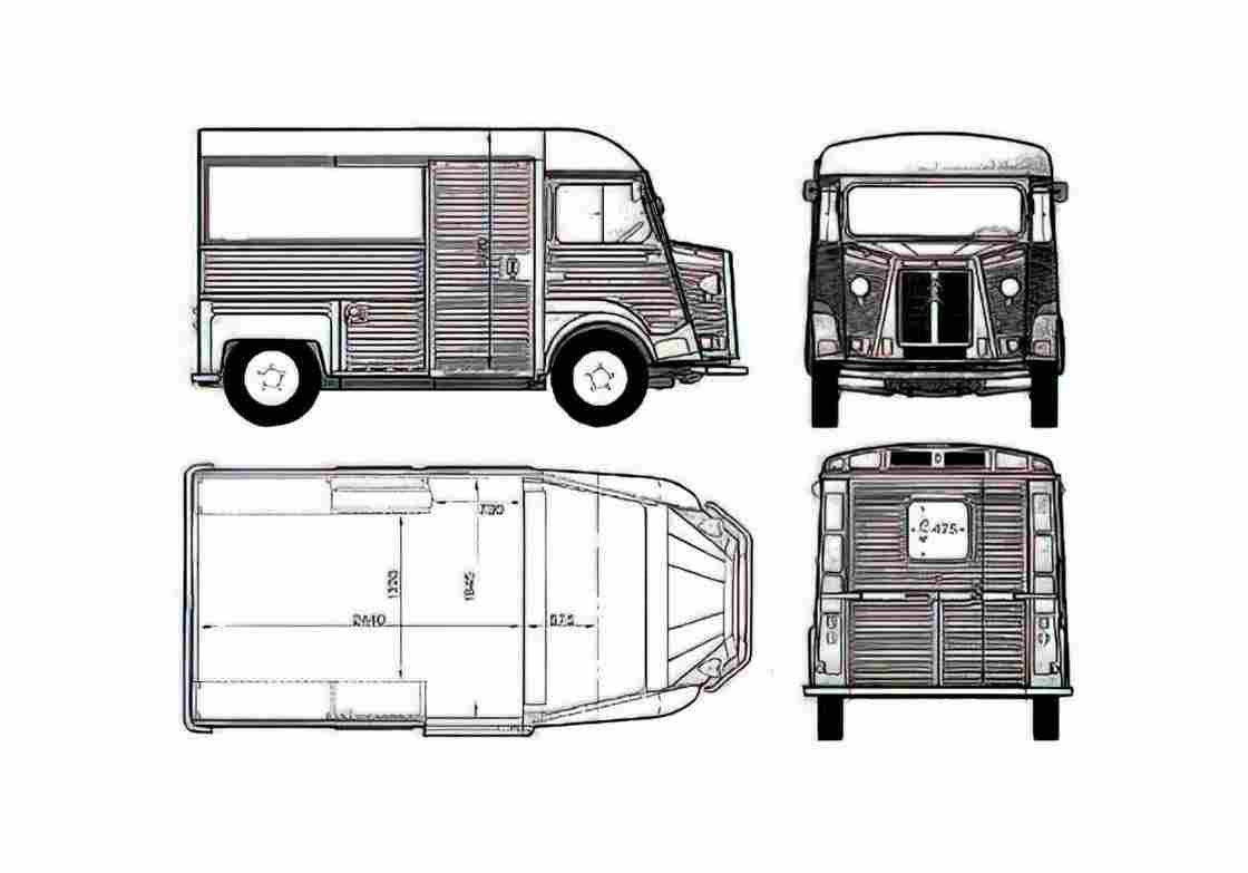 Blueprint Citroen H 1000kg Van 1974 A4 Photo Print