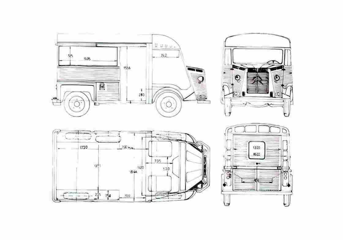 Blueprint Citroen HY Van 1947 A4 Photo Print