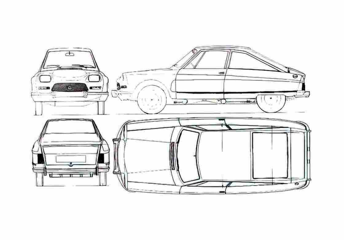 Blueprint Citroen M35 Coupe 1969 A4 Photo Print