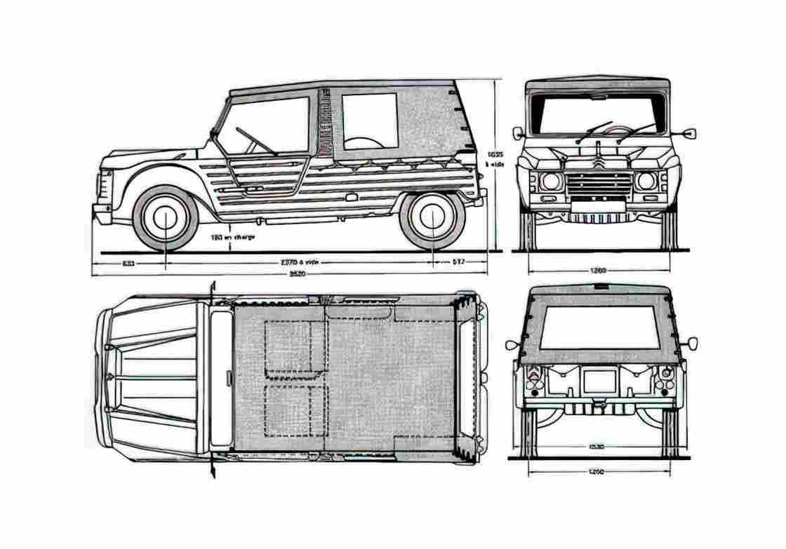 Blueprint Citroen Mehari Wagon 1969 A4 Photo Print