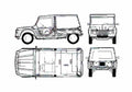 Blueprint Citroen Mehary Cabriolet 1974 A4 Photo Print