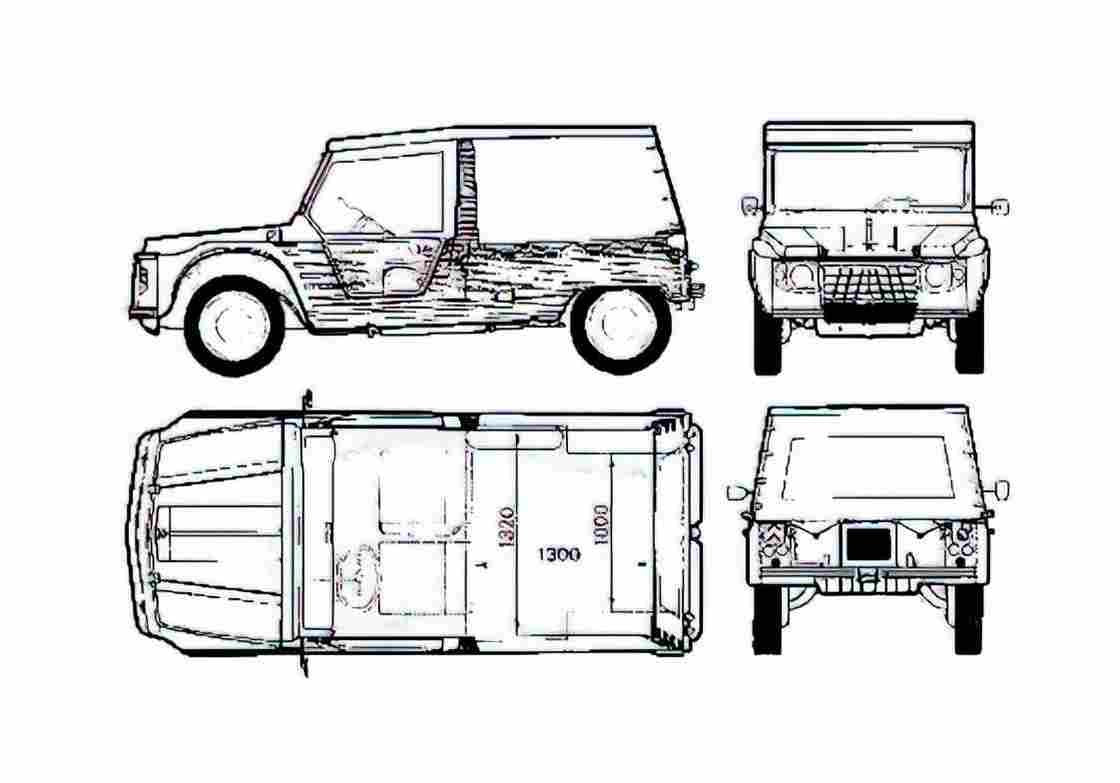 Blueprint Citroen Mehary Cabriolet 1974 A4 Photo Print