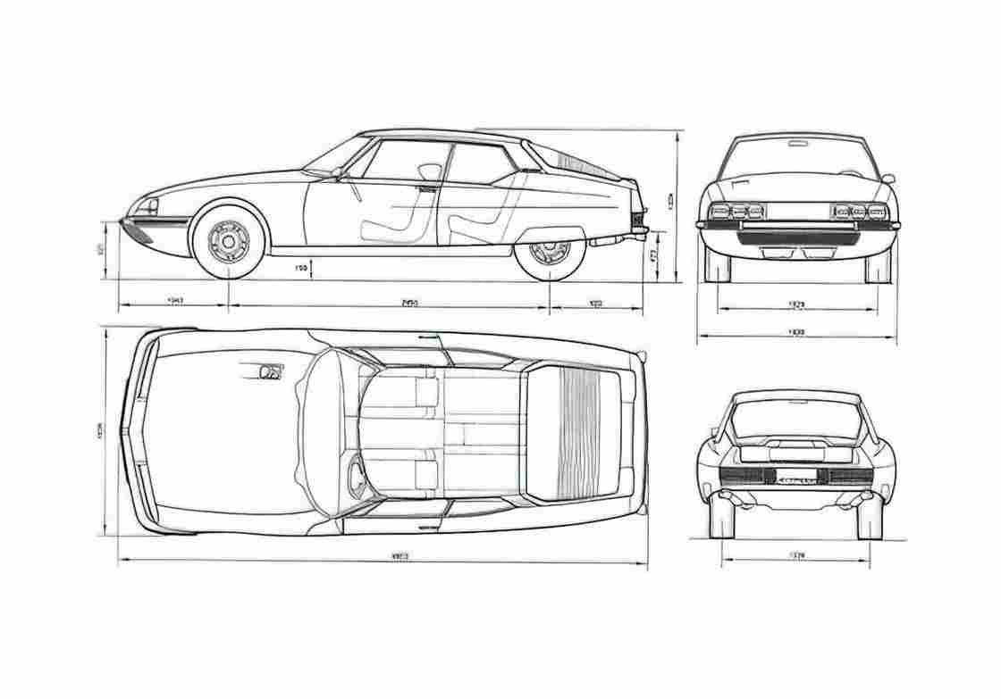 Blueprint Citroen SM Coupe 1970 A4 Photo Print