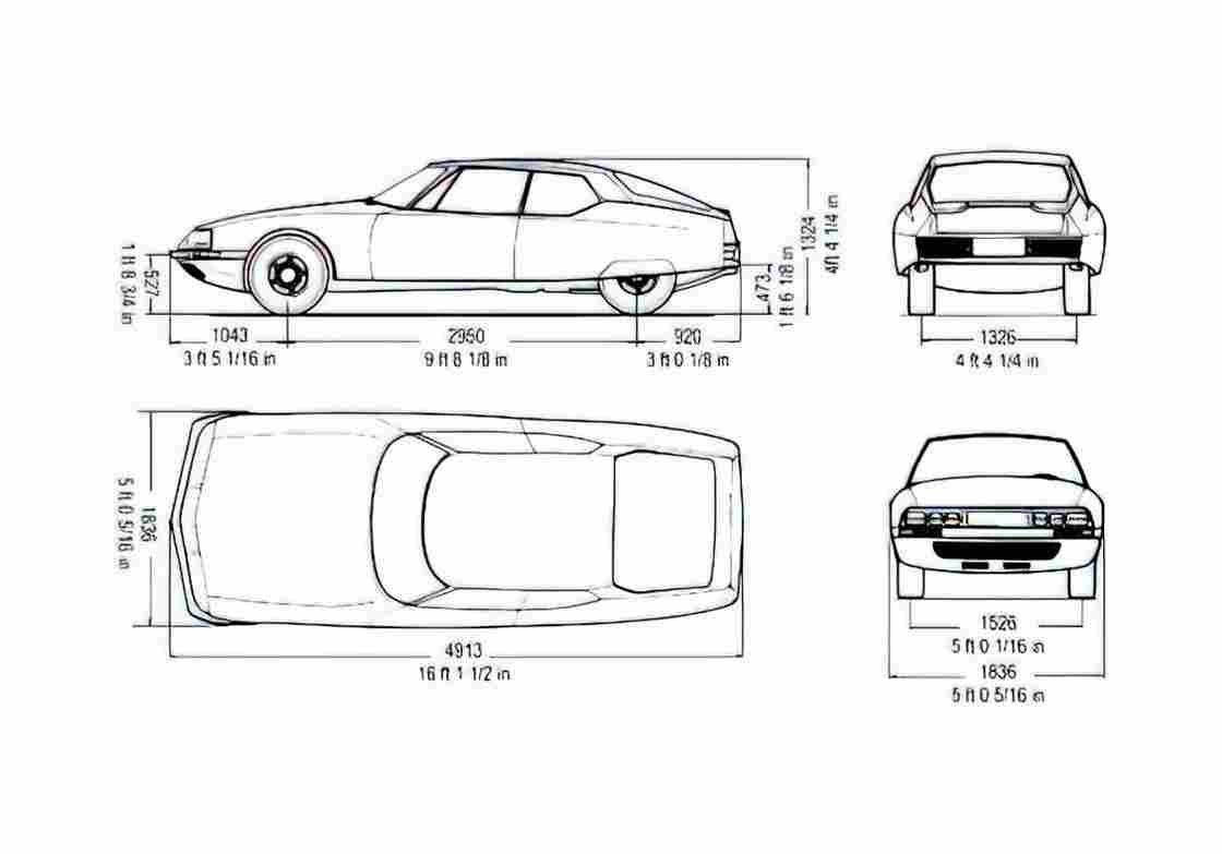 Blueprint Citroen SM Coupe 1971 A4 Photo Print