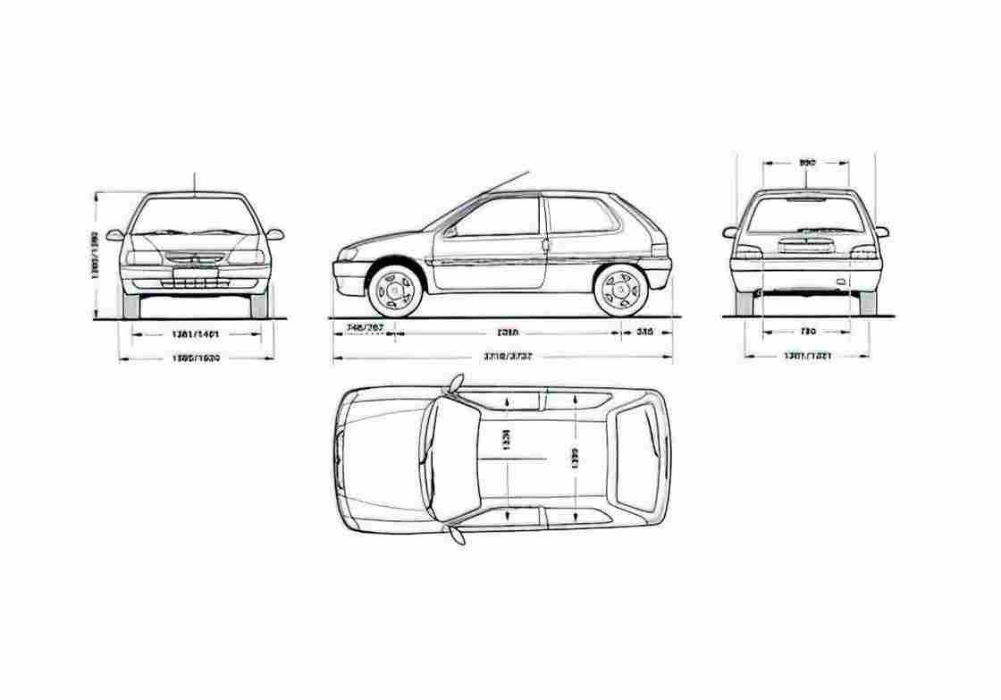 Blueprint Citroen Saxo Hatchback 1999 A4 Photo Print