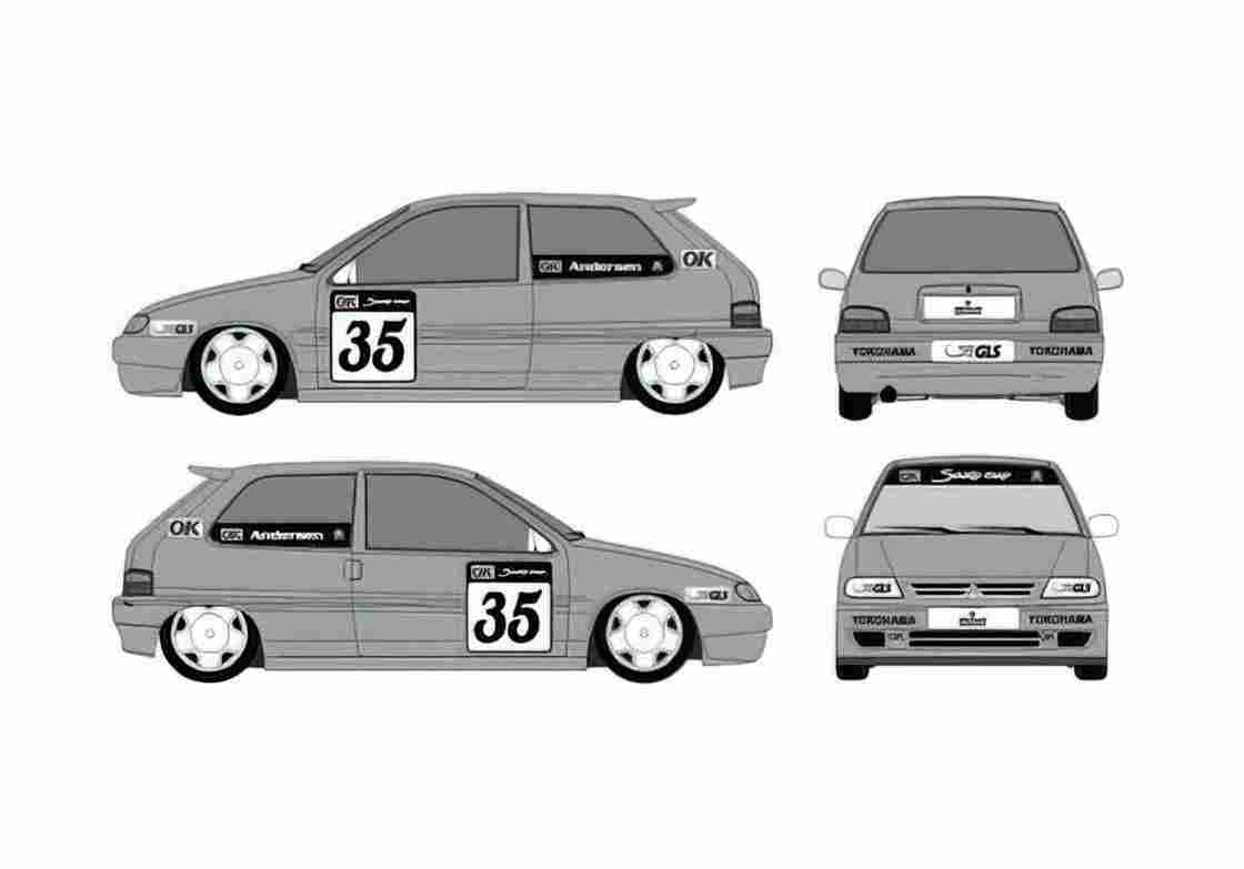 Blueprint Citroen Saxo Hatchback 2001 A4 Photo Print