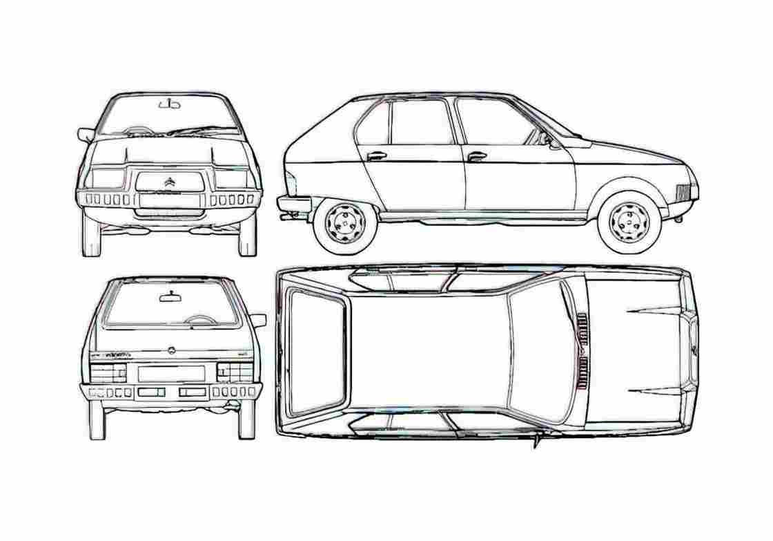 Blueprint Citroen Visa Club Hatchback 1978 A4 Photo Print