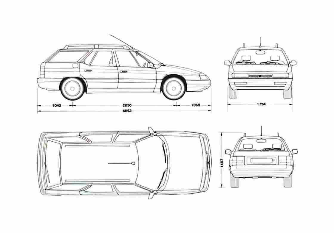 Blueprint Citroen XM Break Wagon 1989 A4 Photo Print