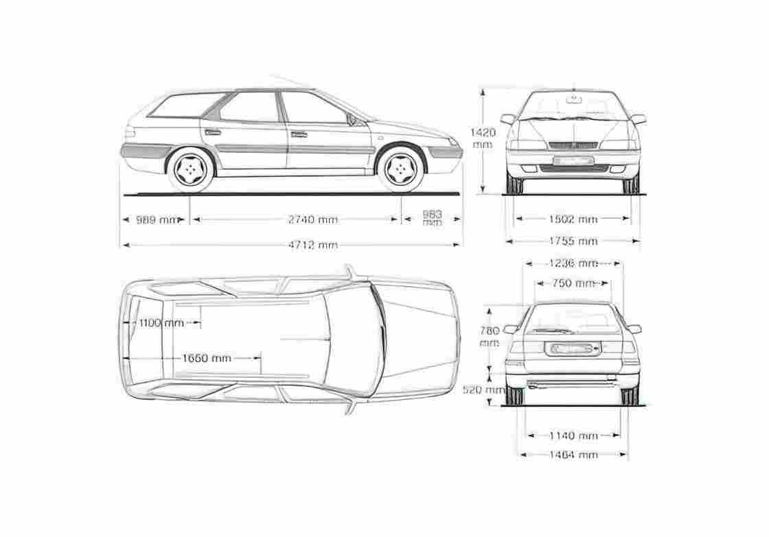 Blueprint Citroen Xantia Break Wagon 1995 A4 Photo Print
