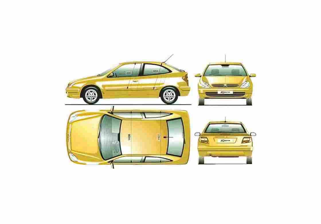 Blueprint Citroen Xsara 3 door Hatchback 1997 01 A4 Photo Print