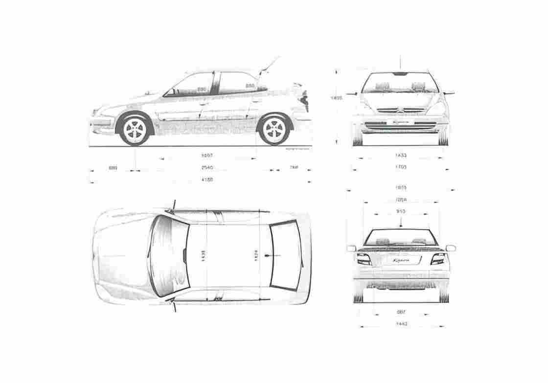 Blueprint Citroen Xsara Berline Hatchback 2000 A4 Photo Print