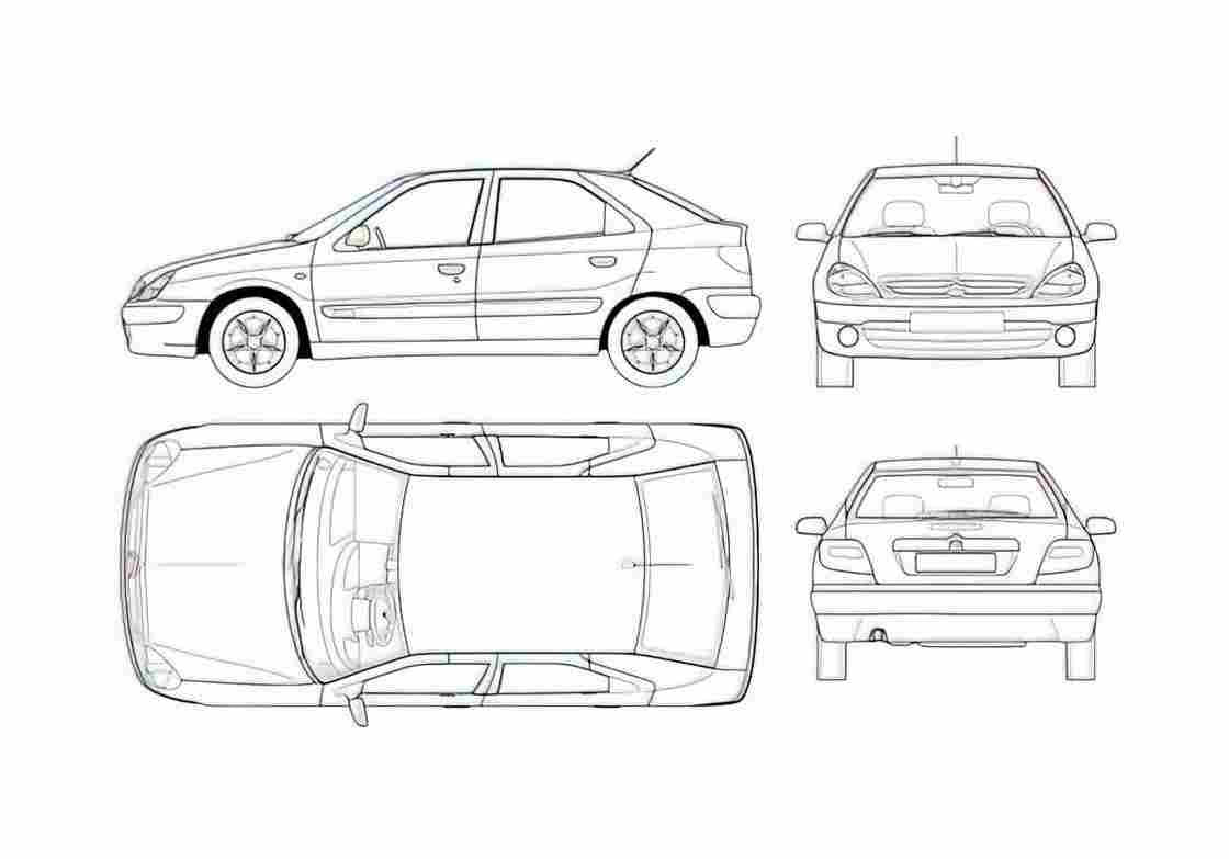 Blueprint Citroen Xsara Berline Hatchback 2005 A4 Photo Print