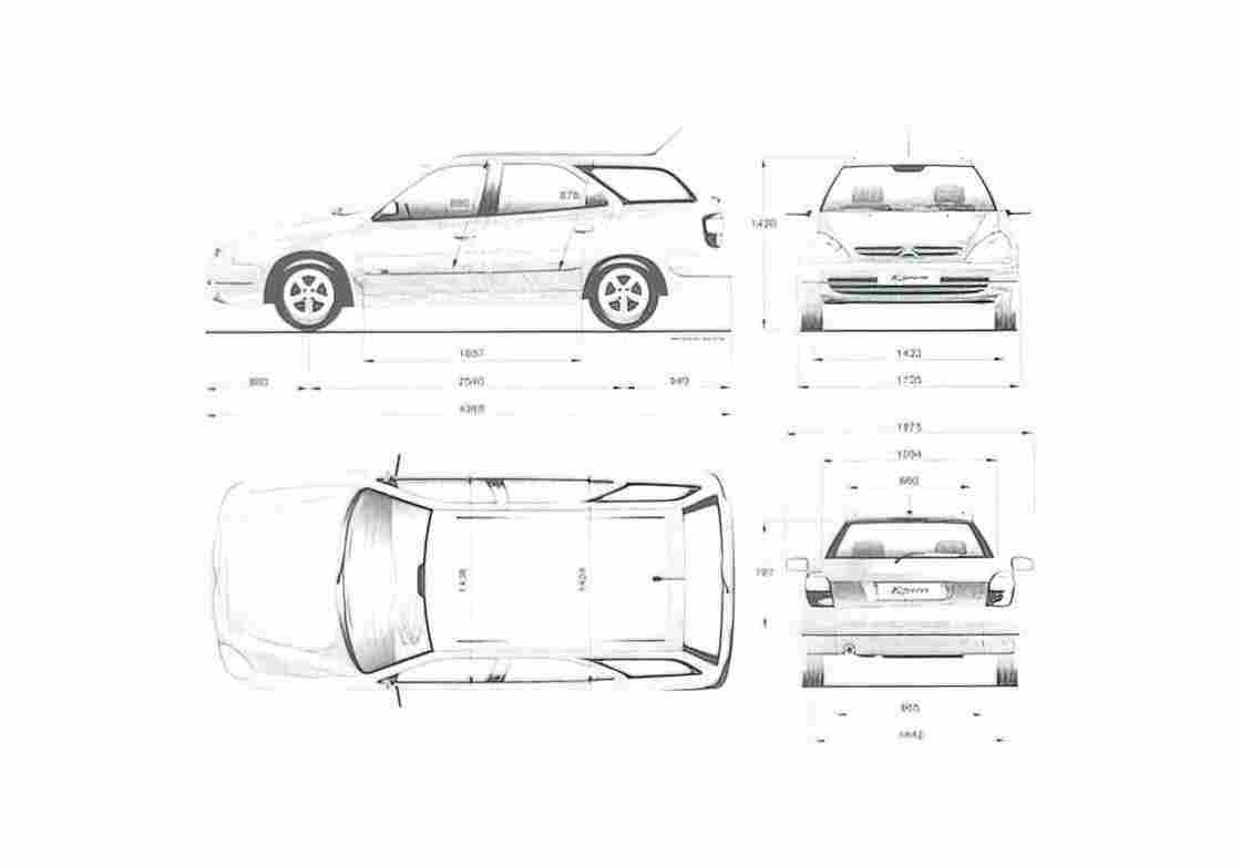 Blueprint Citroen Xsara Break Wagon 2000 A4 Photo Print