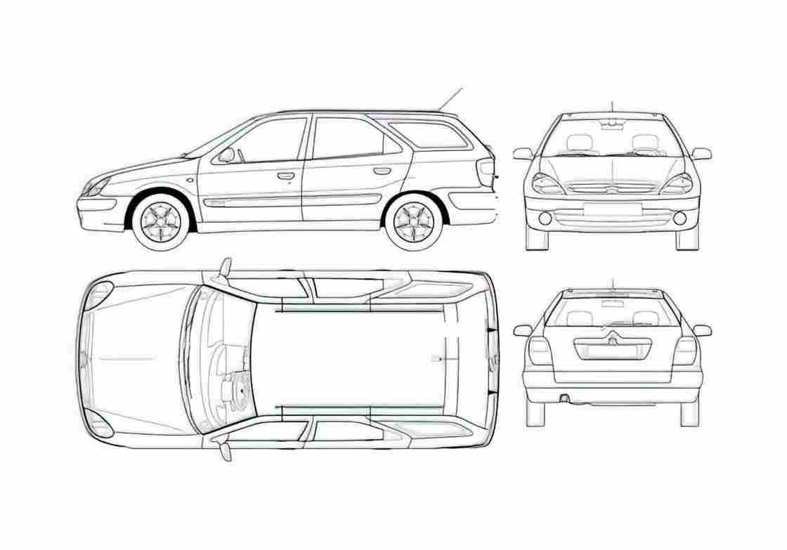 Blueprint Citroen Xsara Break Wagon 2005 A4 Photo Print