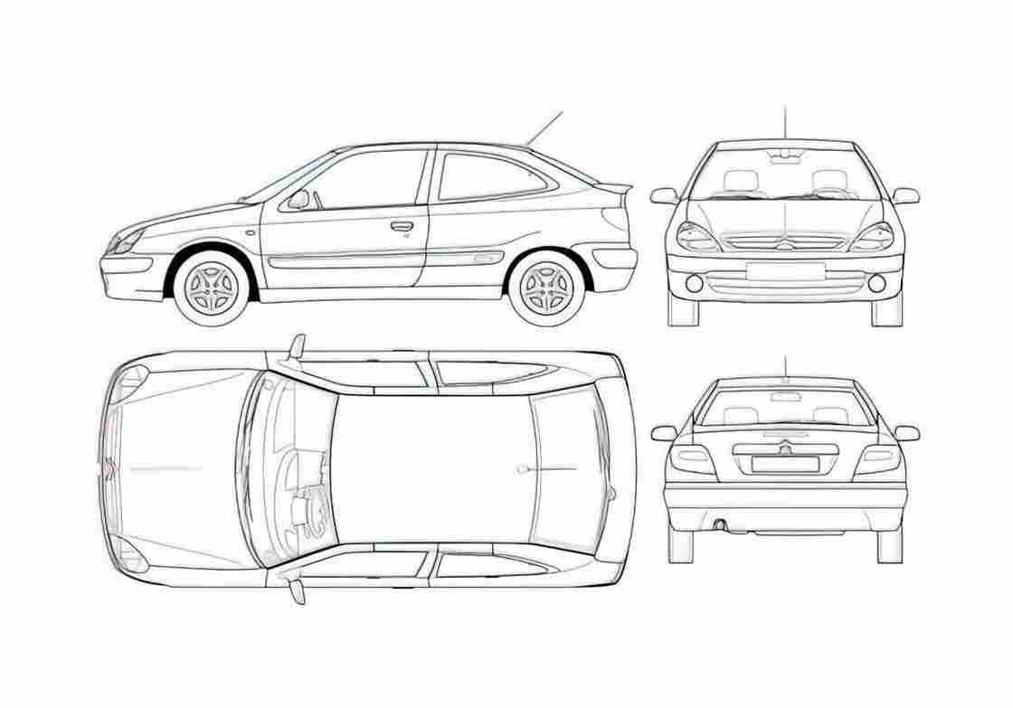 Blueprint Citroen Xsara Coupe 2005 A4 Photo Print