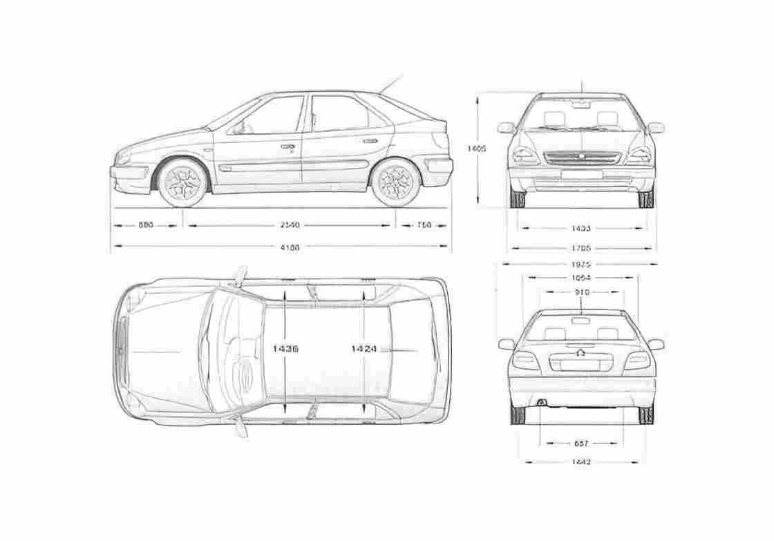 Blueprint Citroen Xsara Limousine Hatchback 2000 A4 Photo Print