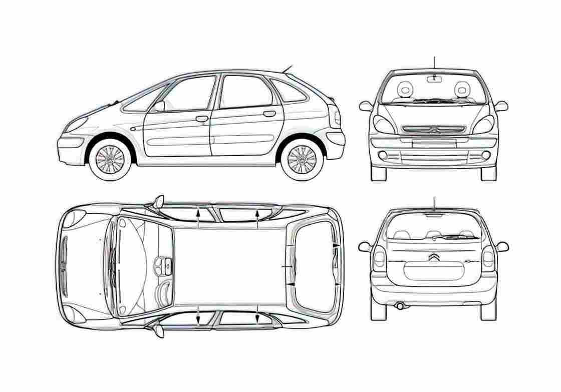 Blueprint Citroen Xsara Picasso Minivan 2005 A4 Photo Print