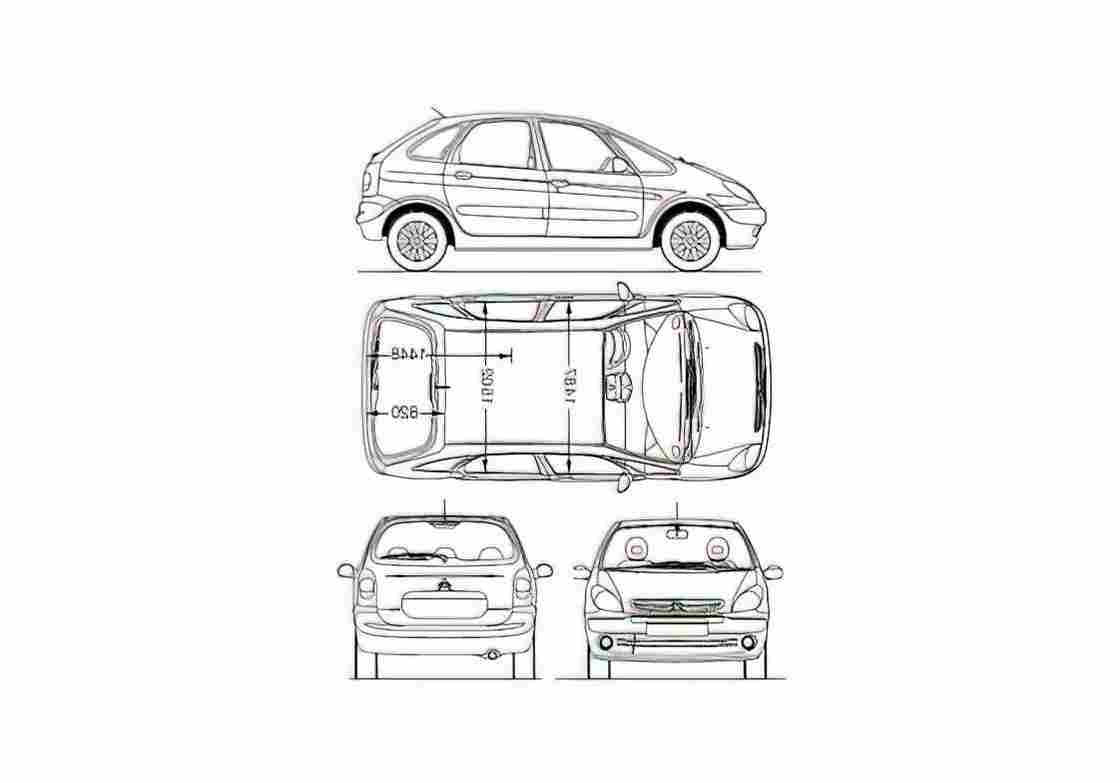 Blueprint Citroen Xsara Picasso VTX Minivan 2006 A4 Photo Print