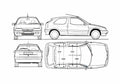 Blueprint Citroen ZX 3 door Hatchback 1991 A4 Photo Print
