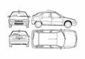 Blueprint Citroen ZX 5 door Hatchback 1992 A4 Photo Print