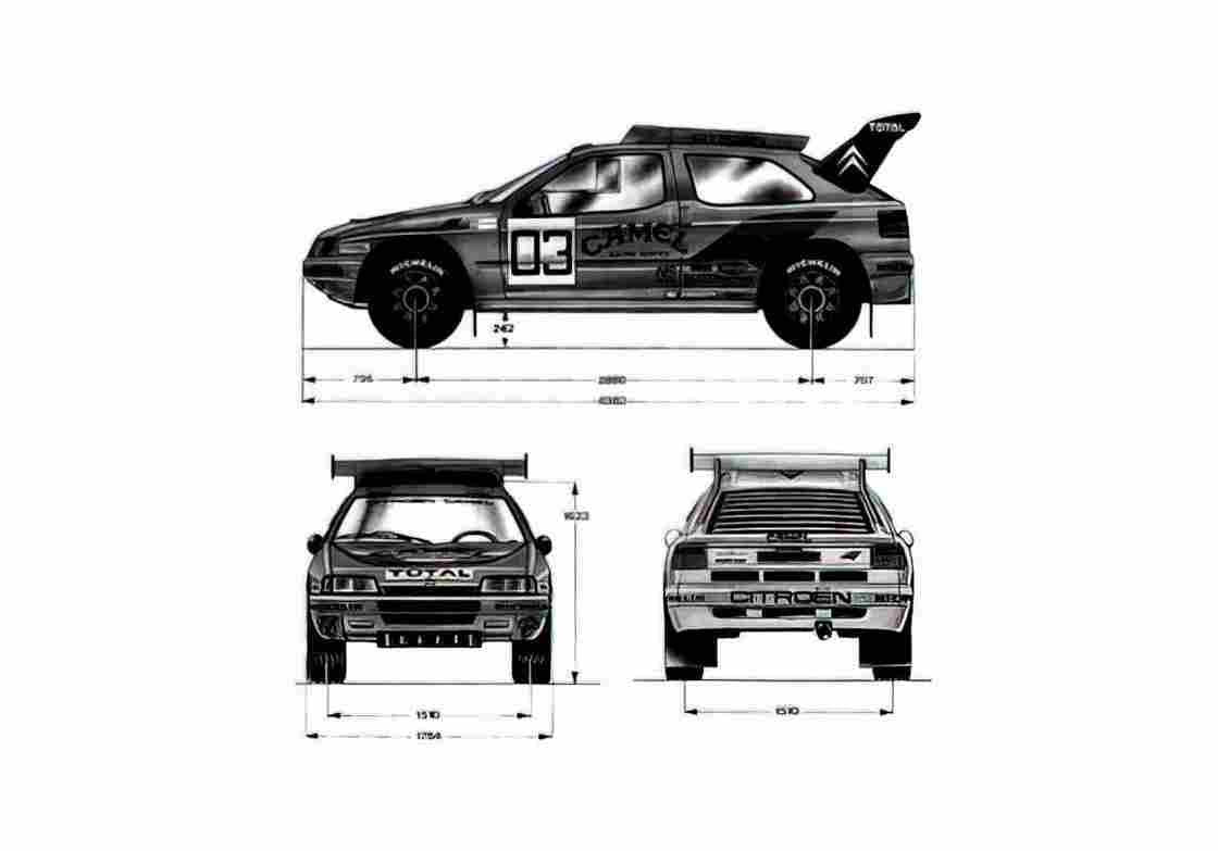 Blueprint Citroen ZX WRC Coupe 1990 A4 Photo Print