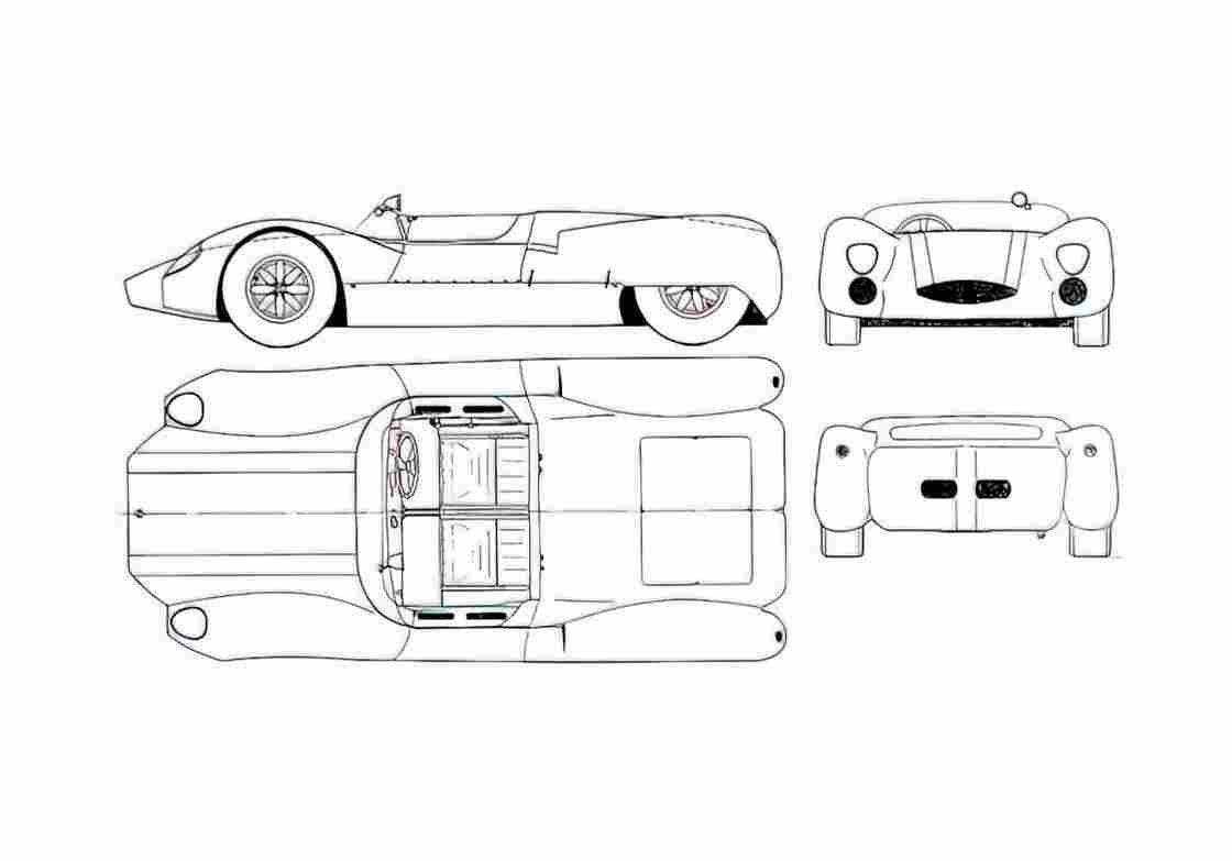 Blueprint Cooper Monaco Type 63 Cabriolet 1964 A4 Photo Print