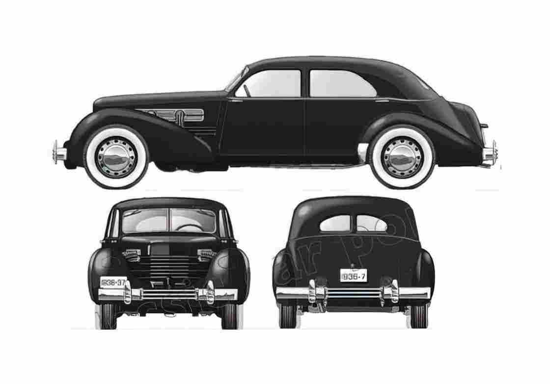 Blueprint Cord 810 Beverly Sedan 1937 A4 Photo Print