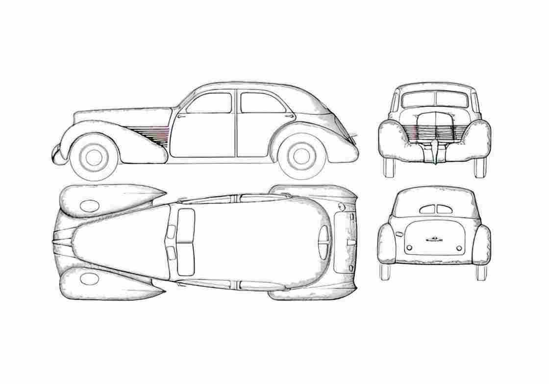 Blueprint Cord 810 Sedan 1935 A4 Photo Print