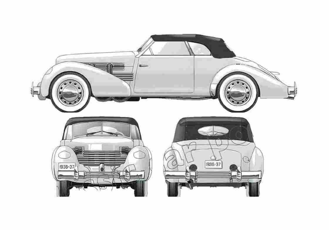 Blueprint Cord 810 Sportsman Cabriolet 1937 A4 Photo Print