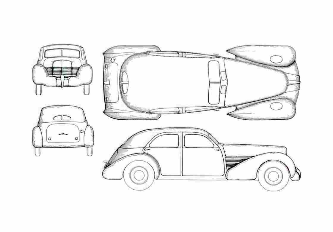 Blueprint Cord Sedan 1937 A4 Photo Print