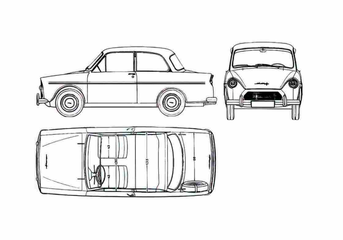 Blueprint DAF 33 Sedan 1958 A4 Photo Print